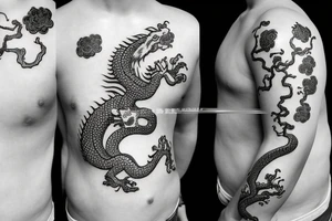 Chinese dragon with cherry blossoms tattoo idea