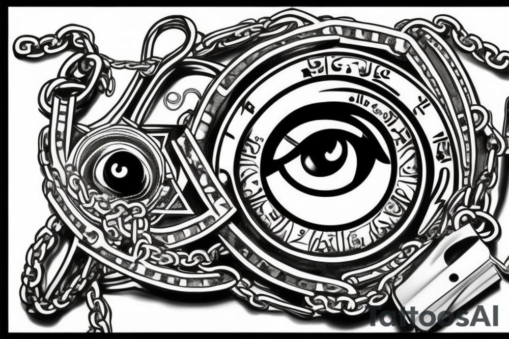 Egypt, eye, chain, evil tattoo idea