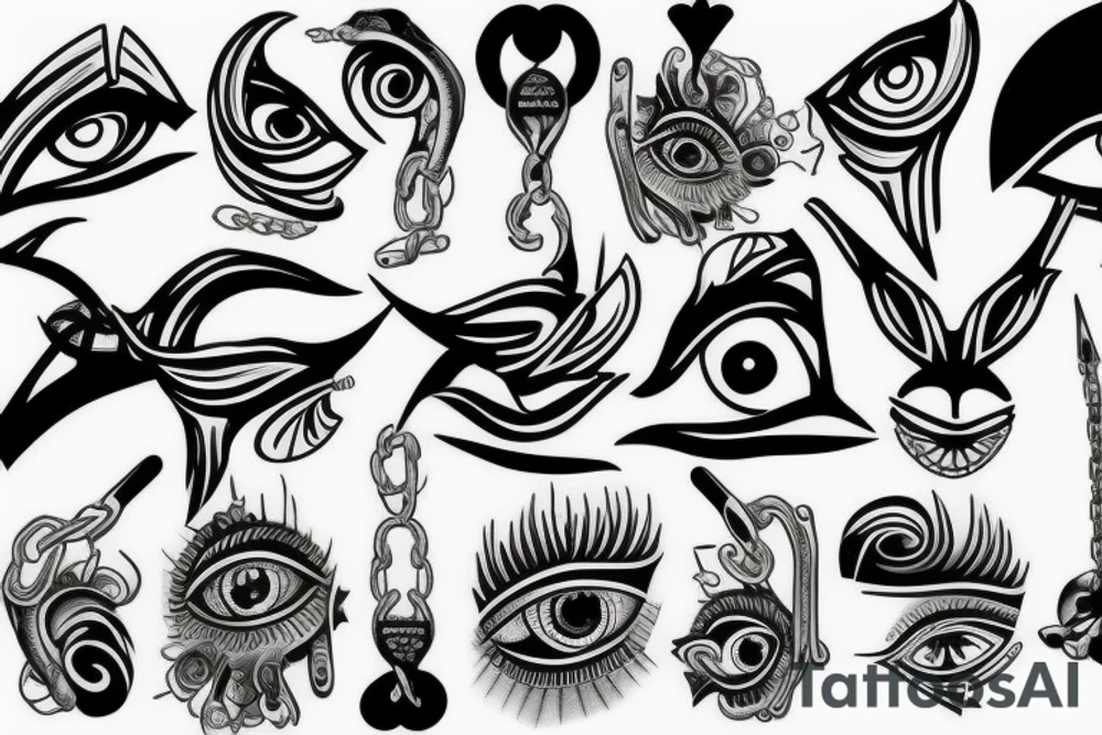 Egypt, eye, chain, evil tattoo idea