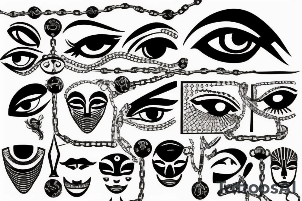 Egypt, eye, chain, evil tattoo idea
