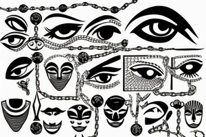 Egypt, eye, chain, evil tattoo idea