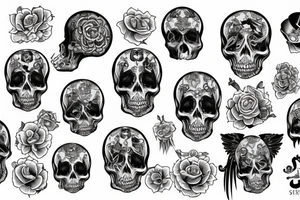 Skulls with angel on top tattoo idea