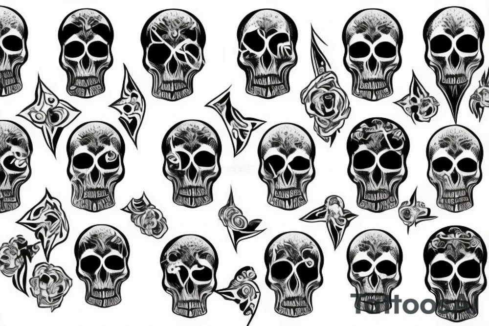 Skulls with angel on top tattoo idea