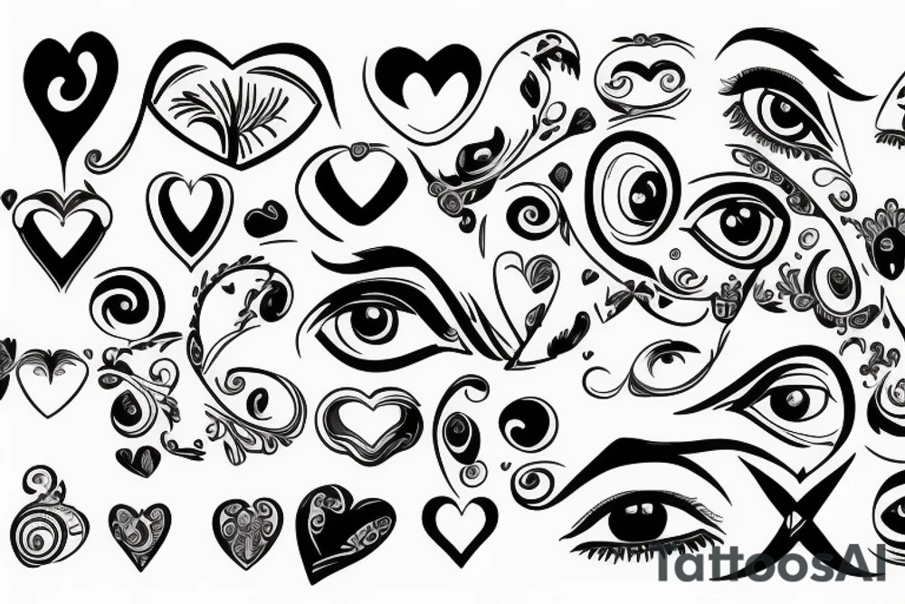 Greece, eye, heart, castle tattoo idea
