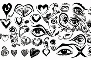 Greece, eye, heart, castle tattoo idea