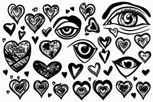 Greece, eye, heart, castle tattoo idea