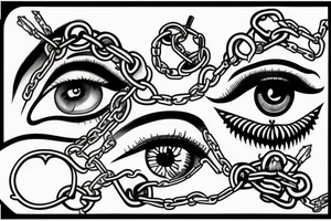 Castle, eye, chain tattoo idea