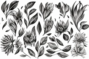 Vivid color Expressive detailed line work Botanical tattoo idea