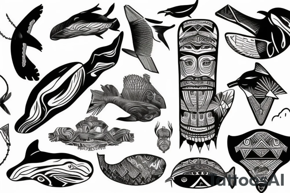 totem, whale, eagle, tattoo idea