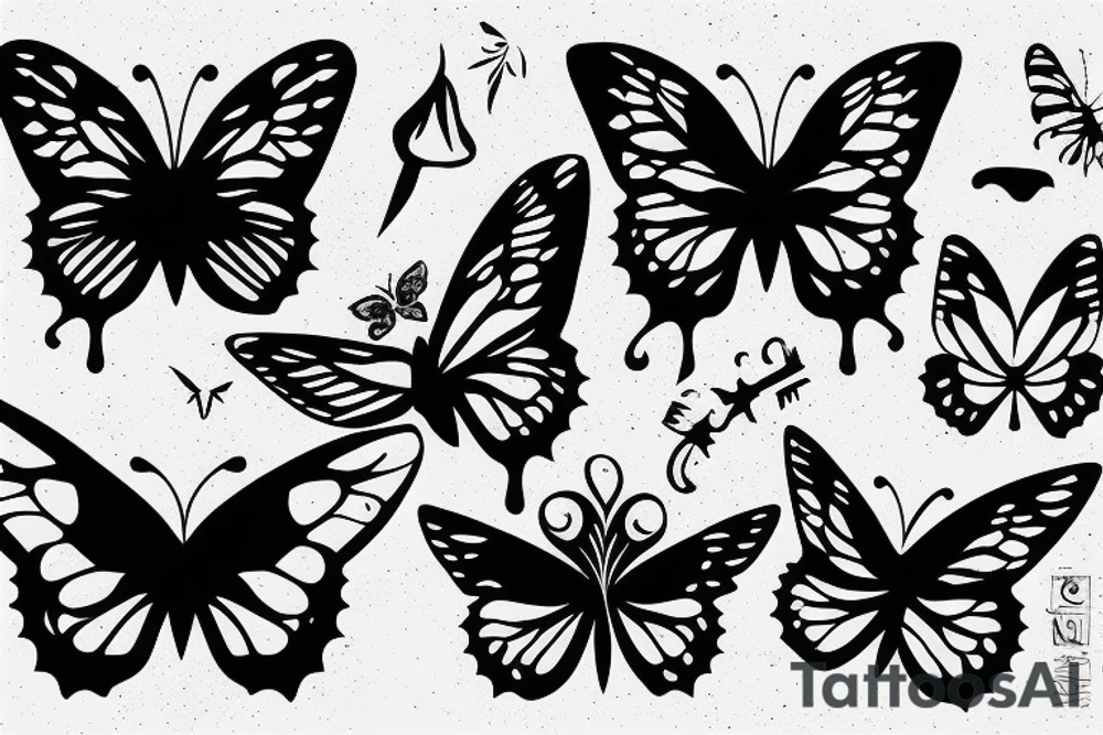 Butterfly with ink stains make it look like the ink is still dripping very abstract tattoo idea