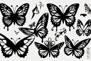 Butterfly with ink stains make it look like the ink is still dripping very abstract tattoo idea