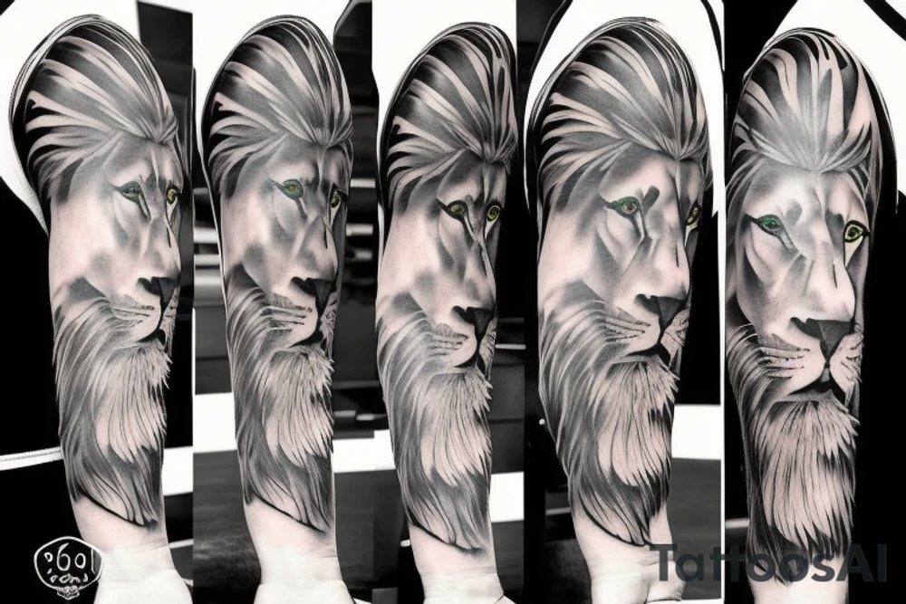 Barber and lion tattoo idea