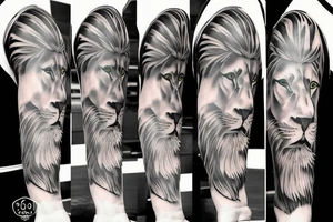 Barber and lion tattoo idea