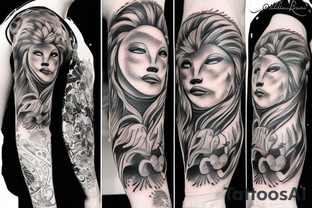 Barber and lion tattoo idea