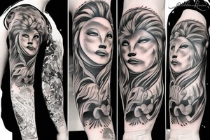 Barber and lion tattoo idea