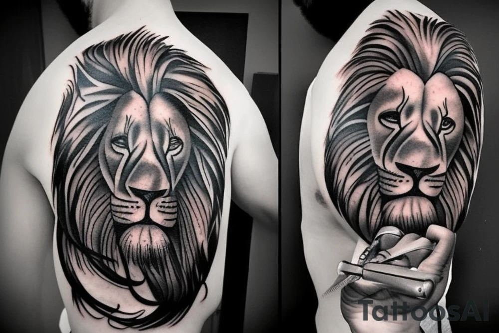 Barber clippers and lion tattoo idea