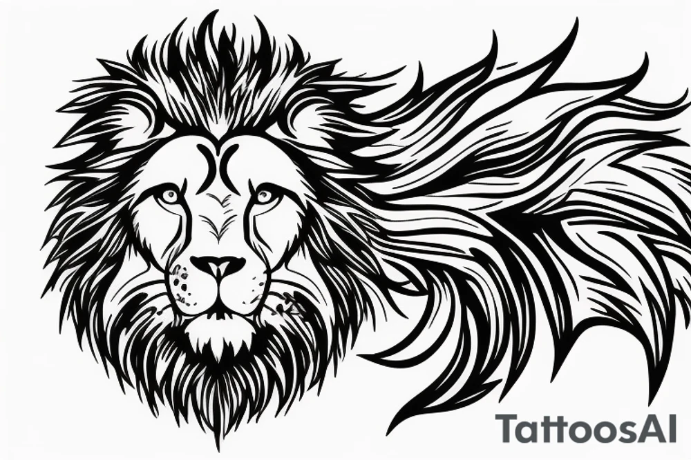 lion in fire tattoo idea