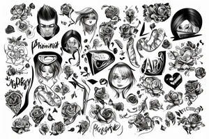 Uśmiechnięta emotka z plastrem na twarzy tattoo idea