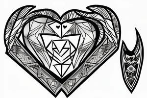 Diamond, knife heart and moon tattoo idea