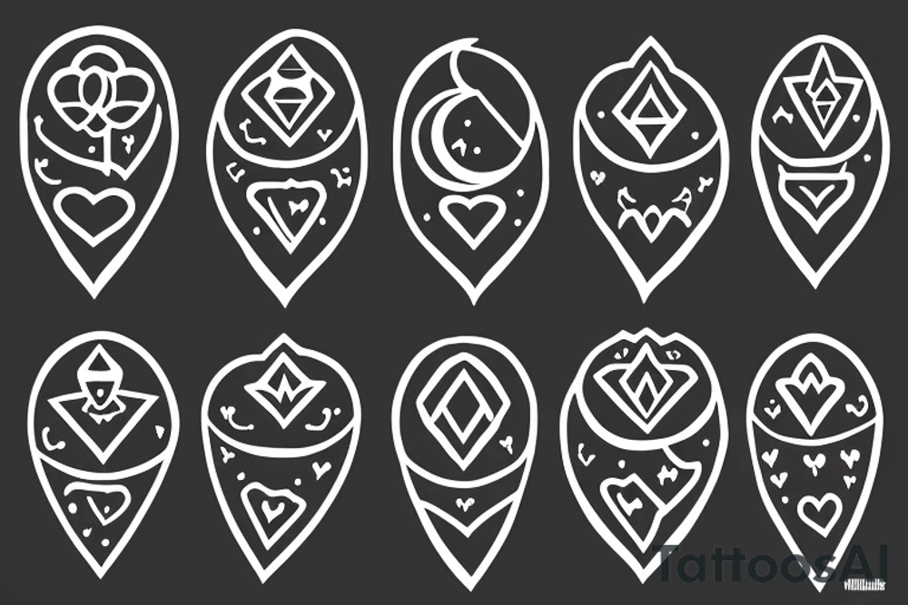 Diamond, knife heart and moon tattoo idea