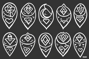 Diamond, knife heart and moon tattoo idea