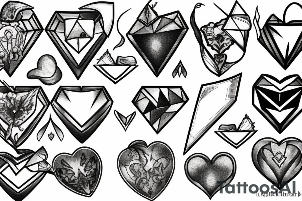 Diamond, knife heart tattoo idea