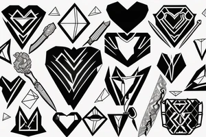 Diamond, knife heart tattoo idea