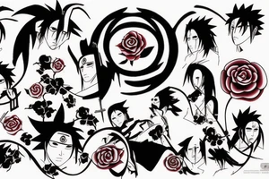 Uchiha sigil and a rose tattoo idea