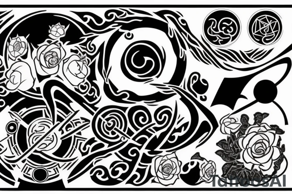 Uchiha sigil and a rose tattoo idea