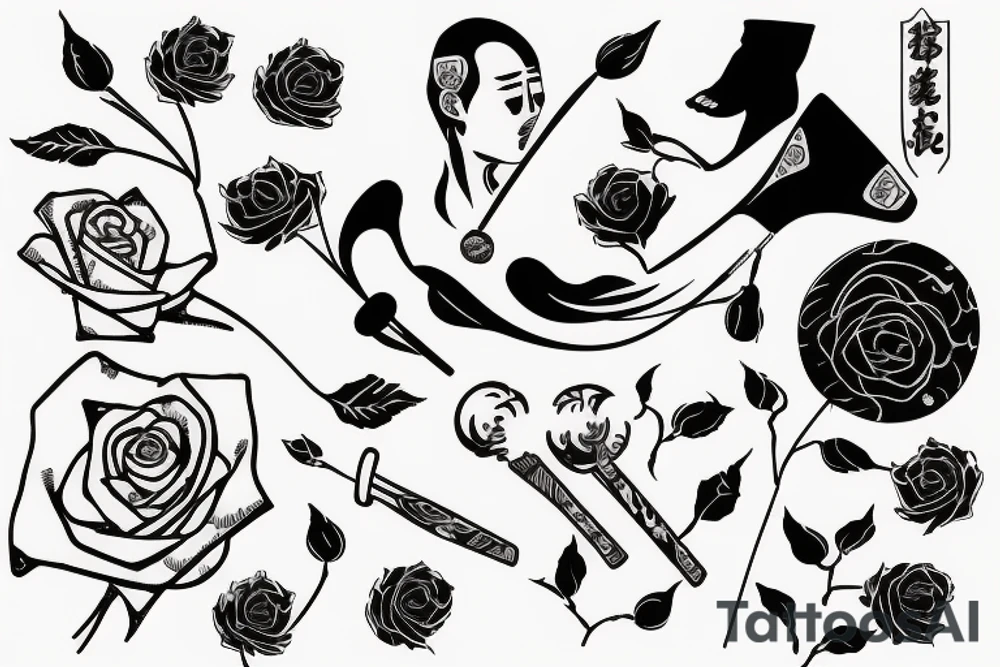 Table tennis racket and a rose tattoo idea