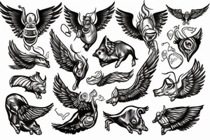 drugs with wings on a pig nose tattoo idea
