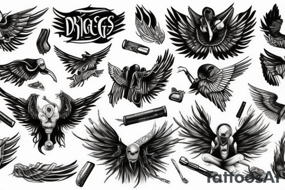 drugs with wings tattoo idea