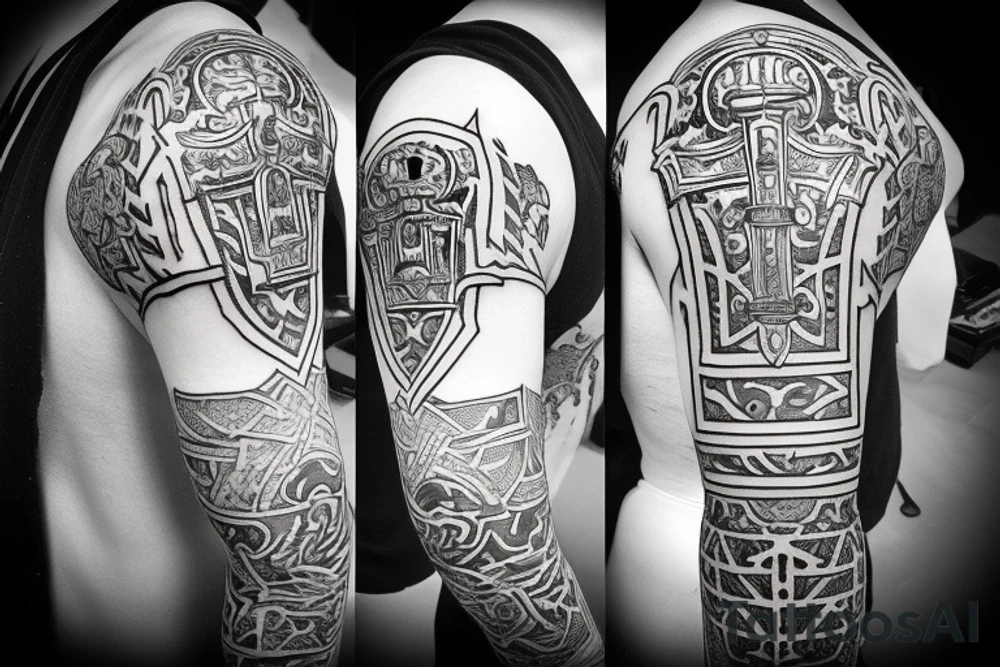 Broadsword with a crown on top of the hilt tattoo idea Broadsword with a crown on top of the hilt tattoo idea