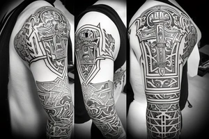 Broadsword with a crown on top of the hilt tattoo idea