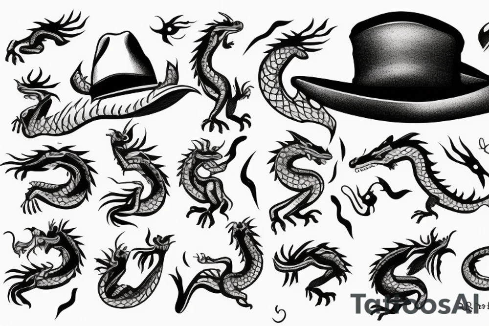 a dragon with a hat tattoo idea