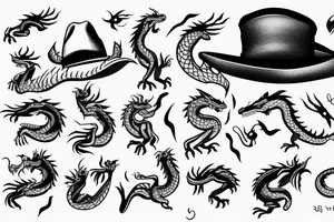 a dragon with a hat tattoo idea