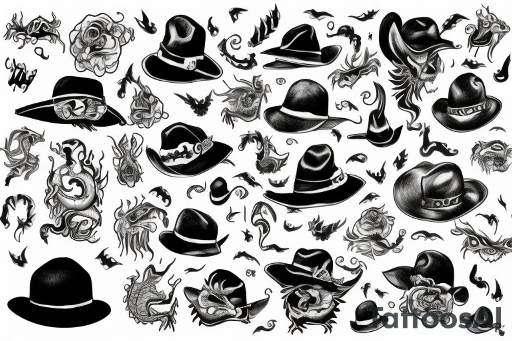 a dragon with a hat tattoo idea