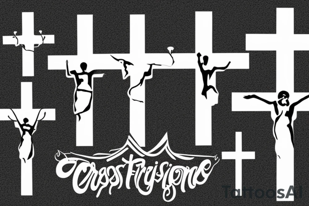 cross with freedom written in it tattoo idea