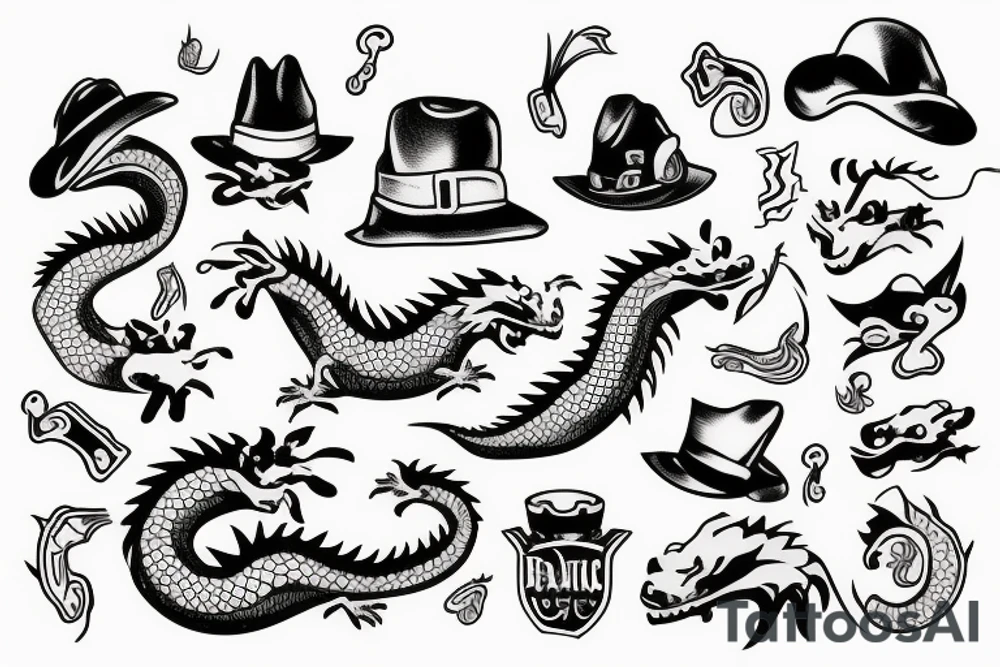 a dragon with a hat tattoo idea