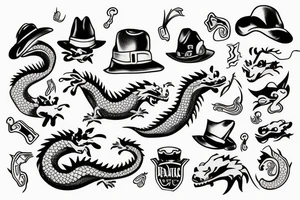 a dragon with a hat tattoo idea