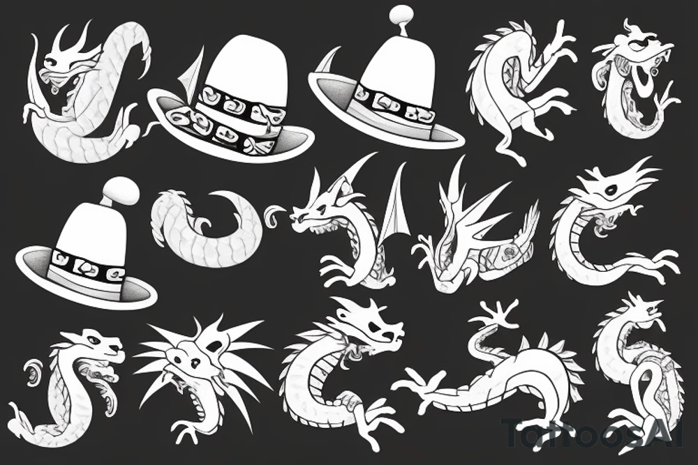a dragon with a hat tattoo idea