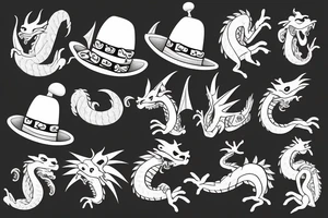 a dragon with a hat tattoo idea