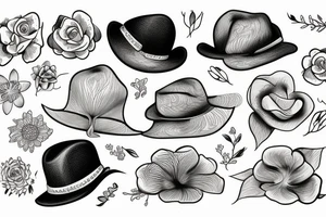 flower with hat on tattoo idea