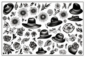 flower with hat on tattoo idea