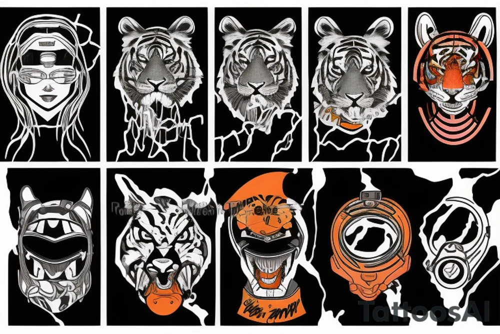 Tiger face Cyber Punk tattoo idea