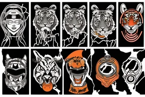 Tiger face Cyber Punk tattoo idea