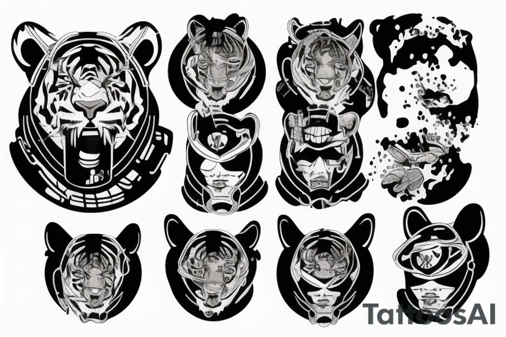 Tiger face Cyber Punk tattoo idea