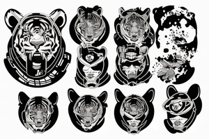 Tiger face Cyber Punk tattoo idea