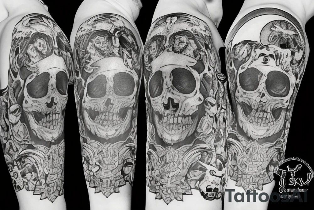 Santa Muerte tattoo with robes, scyth, and globe tattoo idea
