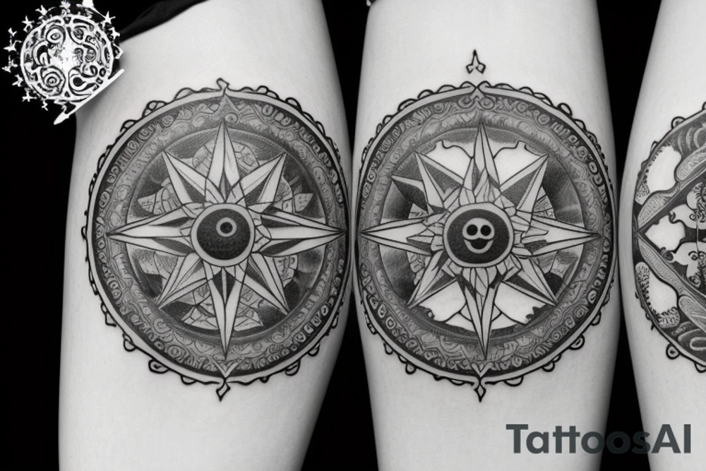 Friendship Yin and Yang Tattoos. With elephants, stars, moonlight and nature. Compasses, clocks something to represent love for each other. tattoo idea